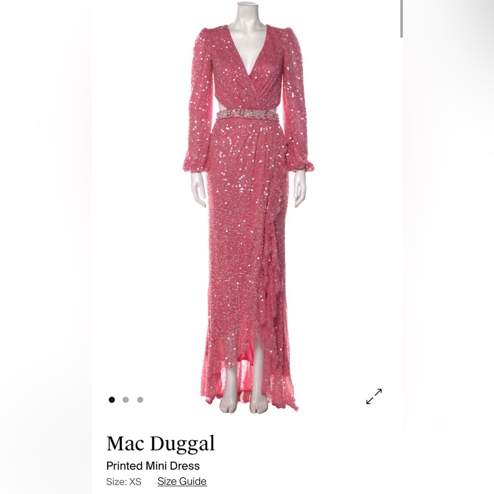Pink cut-out Mac Duggal sequin gown. Size XS